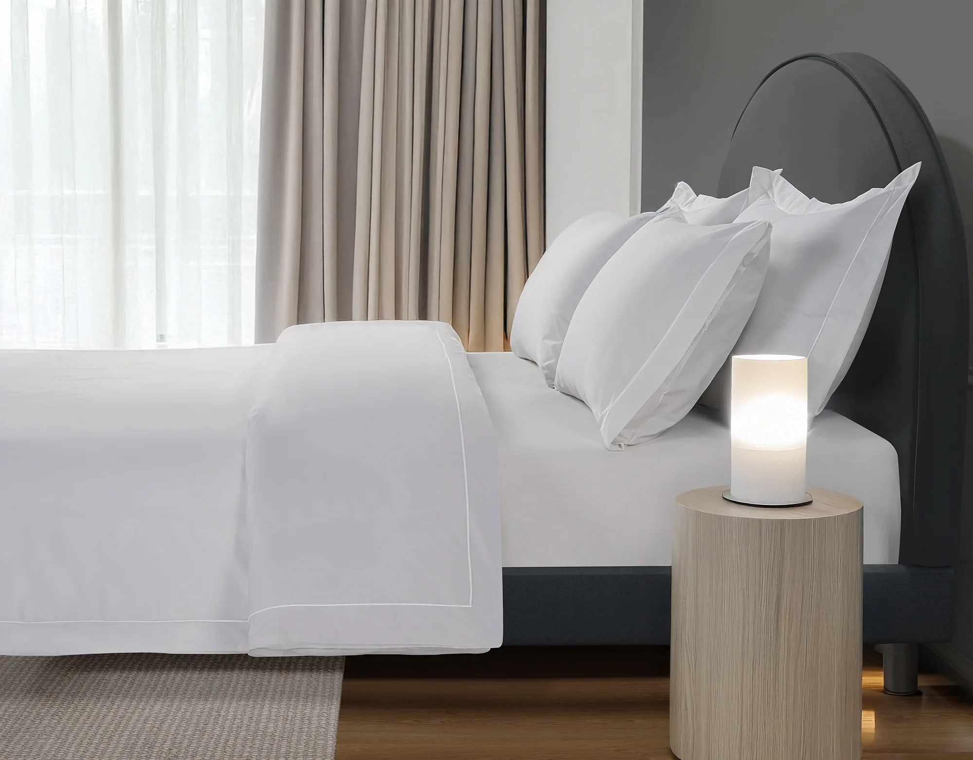 300 Thread Count Percale Oakwood Bedding Set - Brilliant White - Image 3