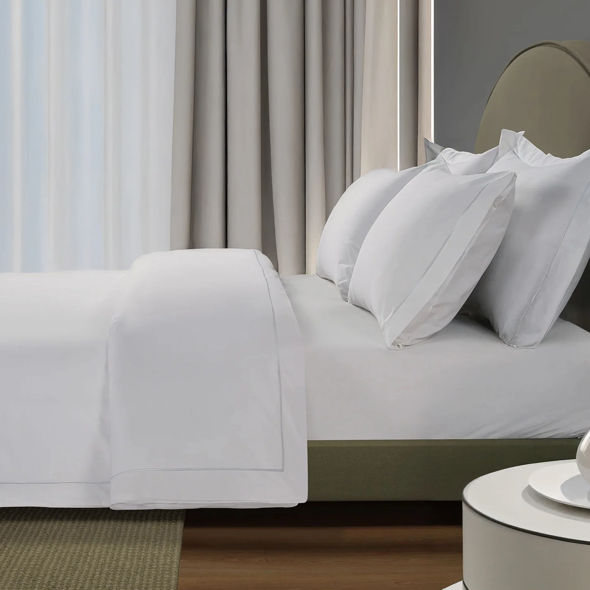 300 Thread Count Percale Oakwood Bedding Set - Silver Dove Grey - Image 3