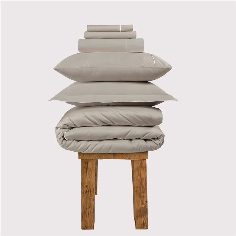 800 Thread Count Egyptian Cotton Duke of Bliss LUXE Bedding Set - Simply Taupe with White Accent