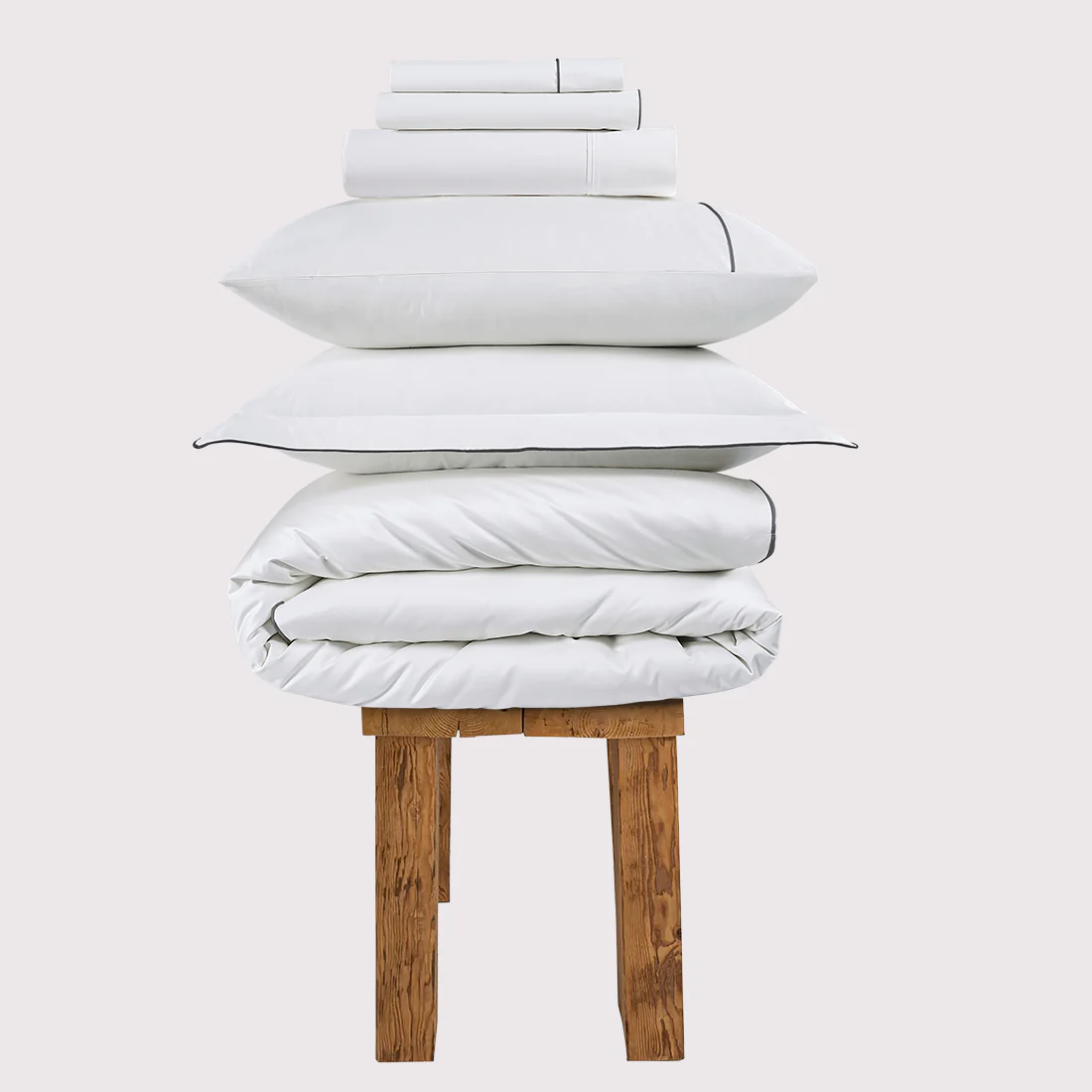 800 Thread Count Egyptian Cotton Duke of Bliss LUXE White Bedding Set - Graphite Grey Accent