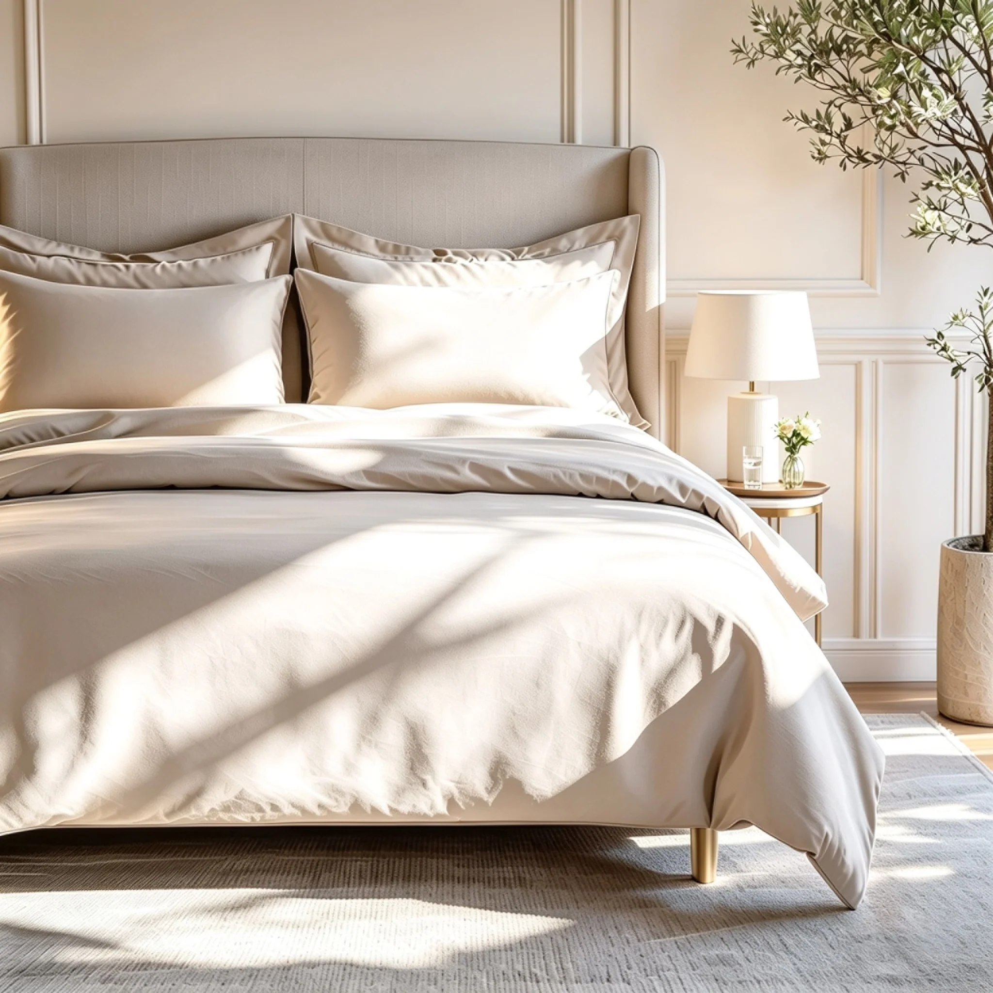 800 Thread Count Egyptian Cotton Grand Splendour Sateen Bedding Set - Oak - Image 2