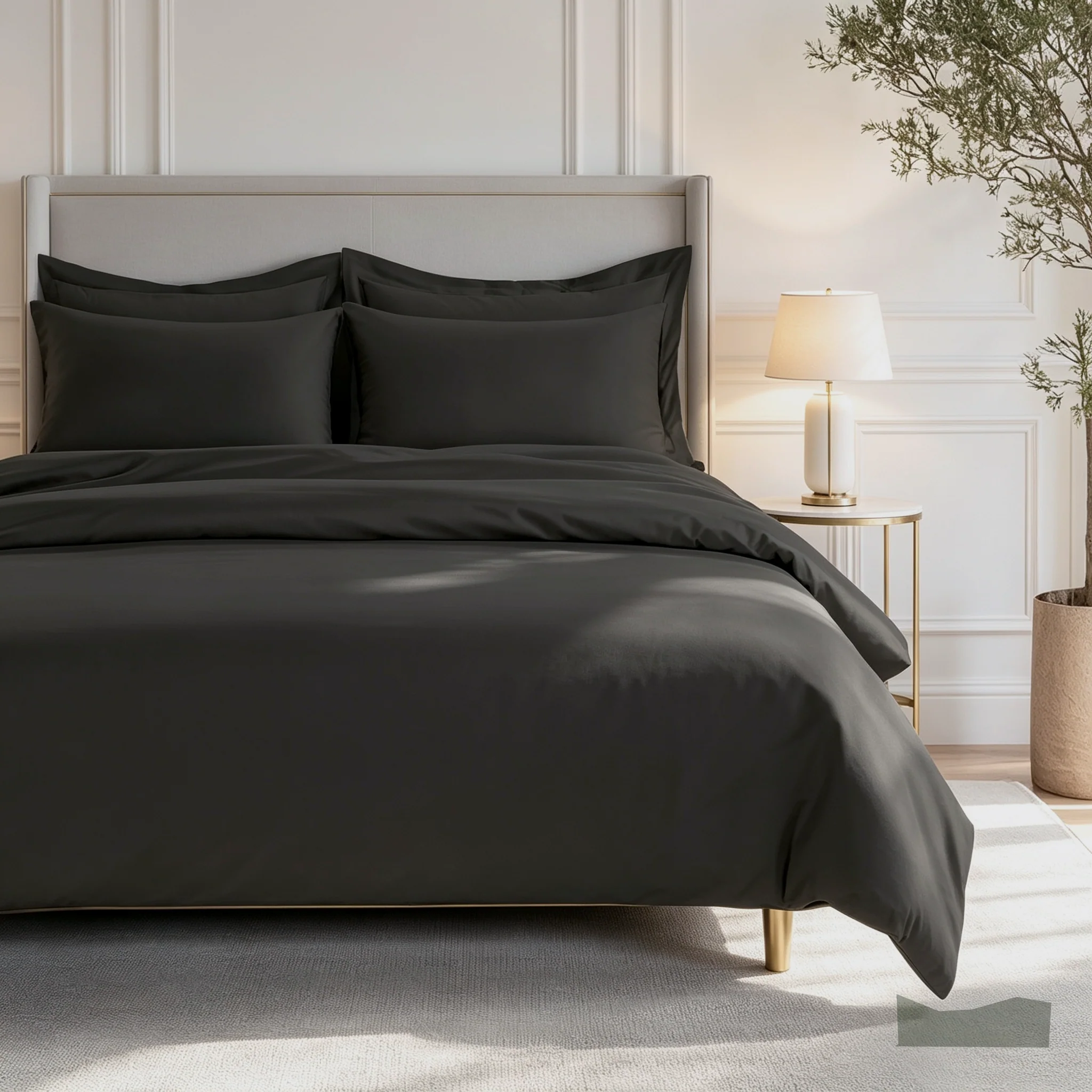 800 Thread Count Egyptian Cotton Grand Splendour Sateen Bedding Set - Pewter - Image 2