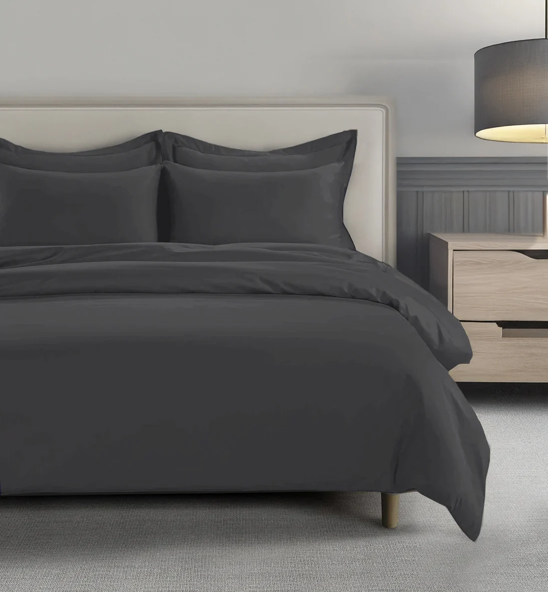 800 Thread Count Egyptian Cotton Grand Splendour LUXE Graphite Grey Bedding Set - Image 3