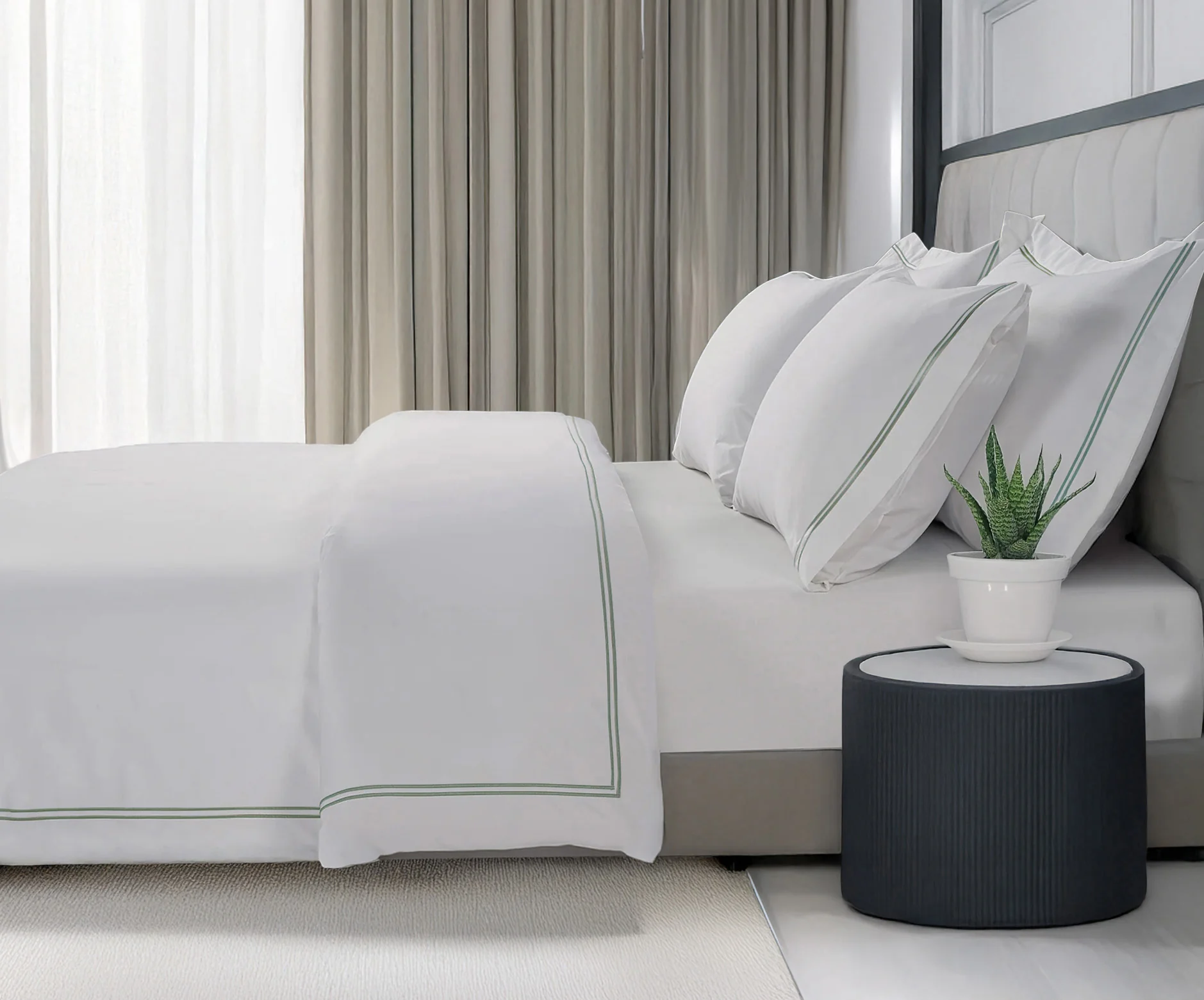 800 Thread Count Egyptian Cotton Margaret LUXE Bedding Set - Misty Blue - Image 2