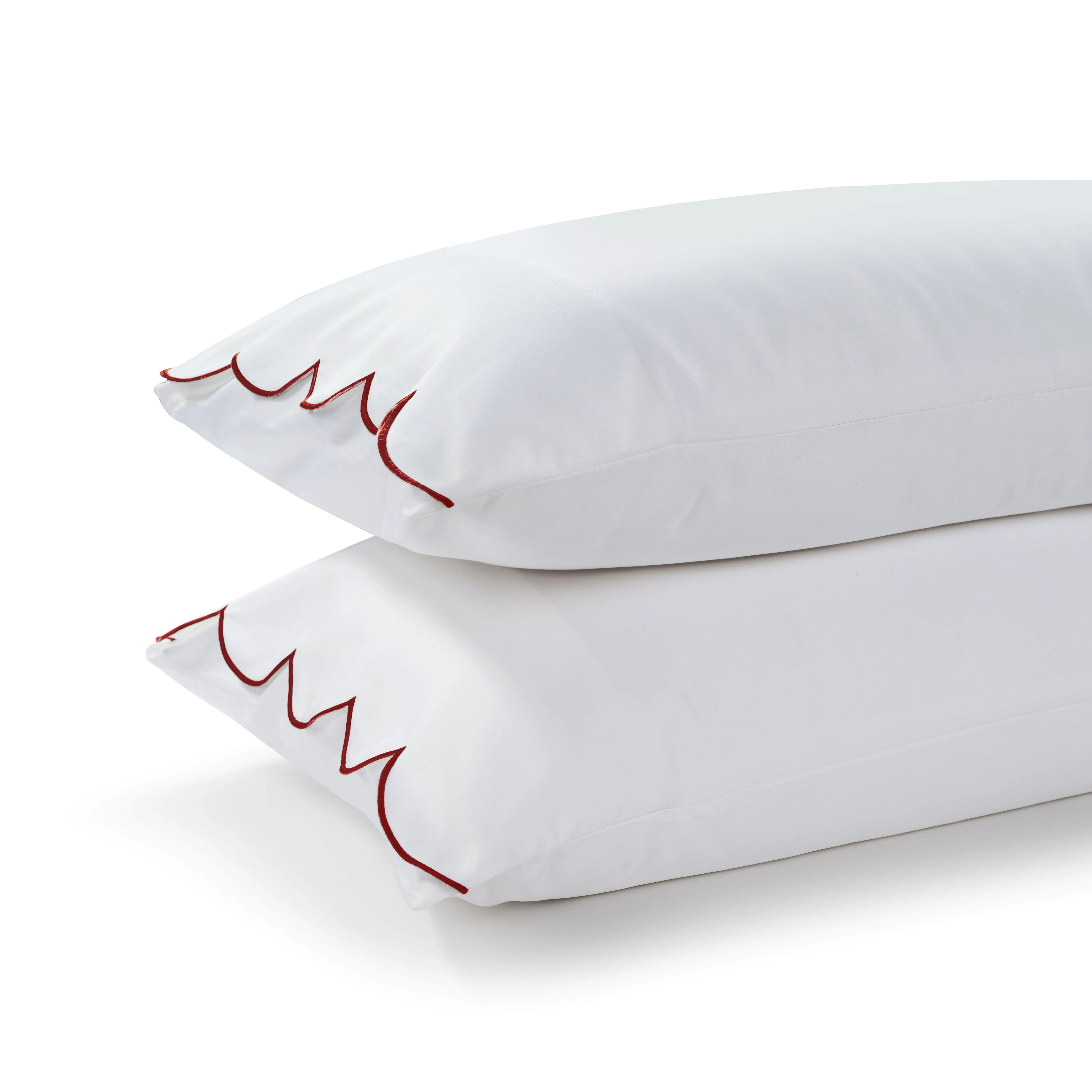800 Thread Count Egyptian Cotton Sophie Bedding Set - Brilliant White and Dark Burgundy - Image 6