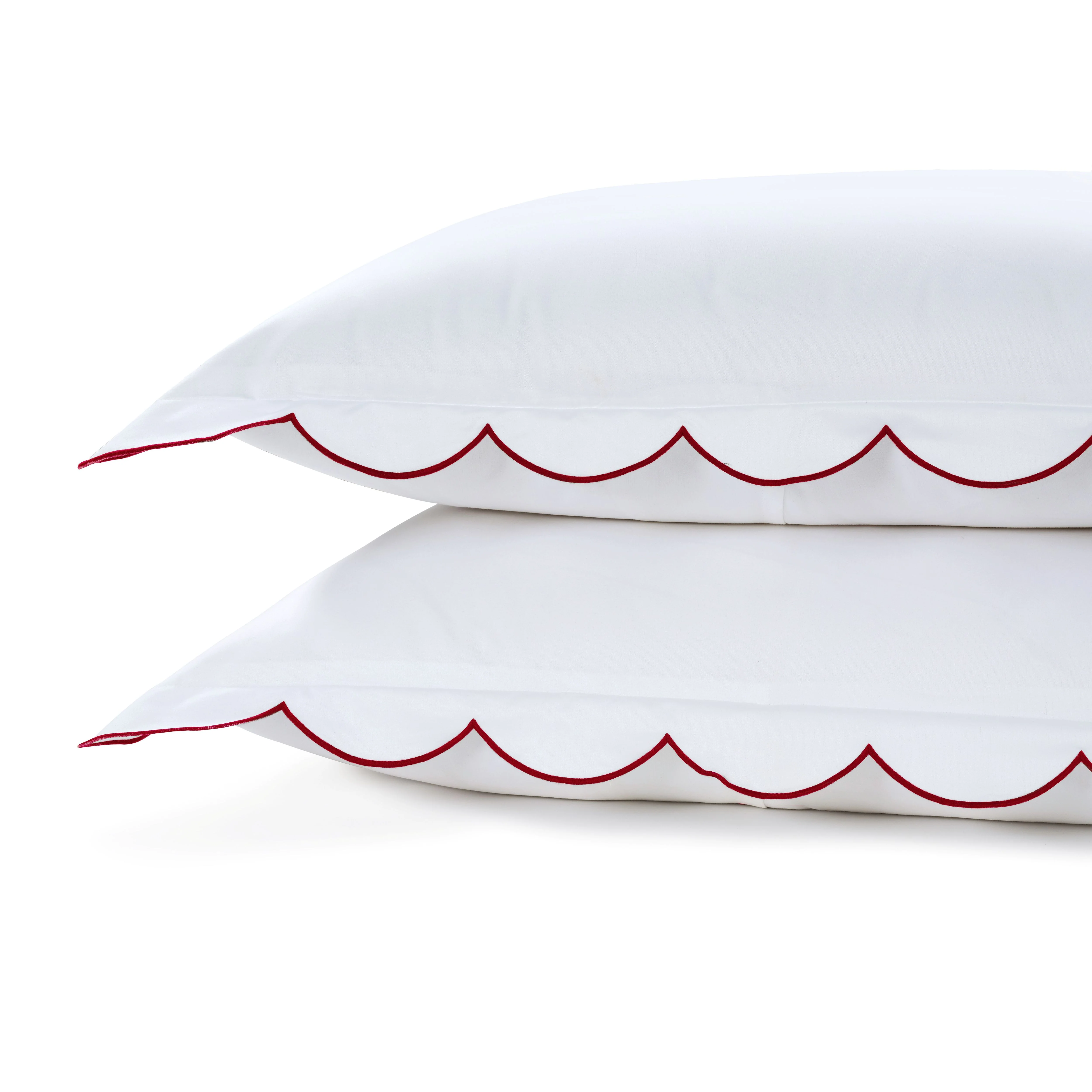 800 Thread Count Egyptian Cotton Sophie Bedding Set - Brilliant White and Dark Burgundy - Image 7