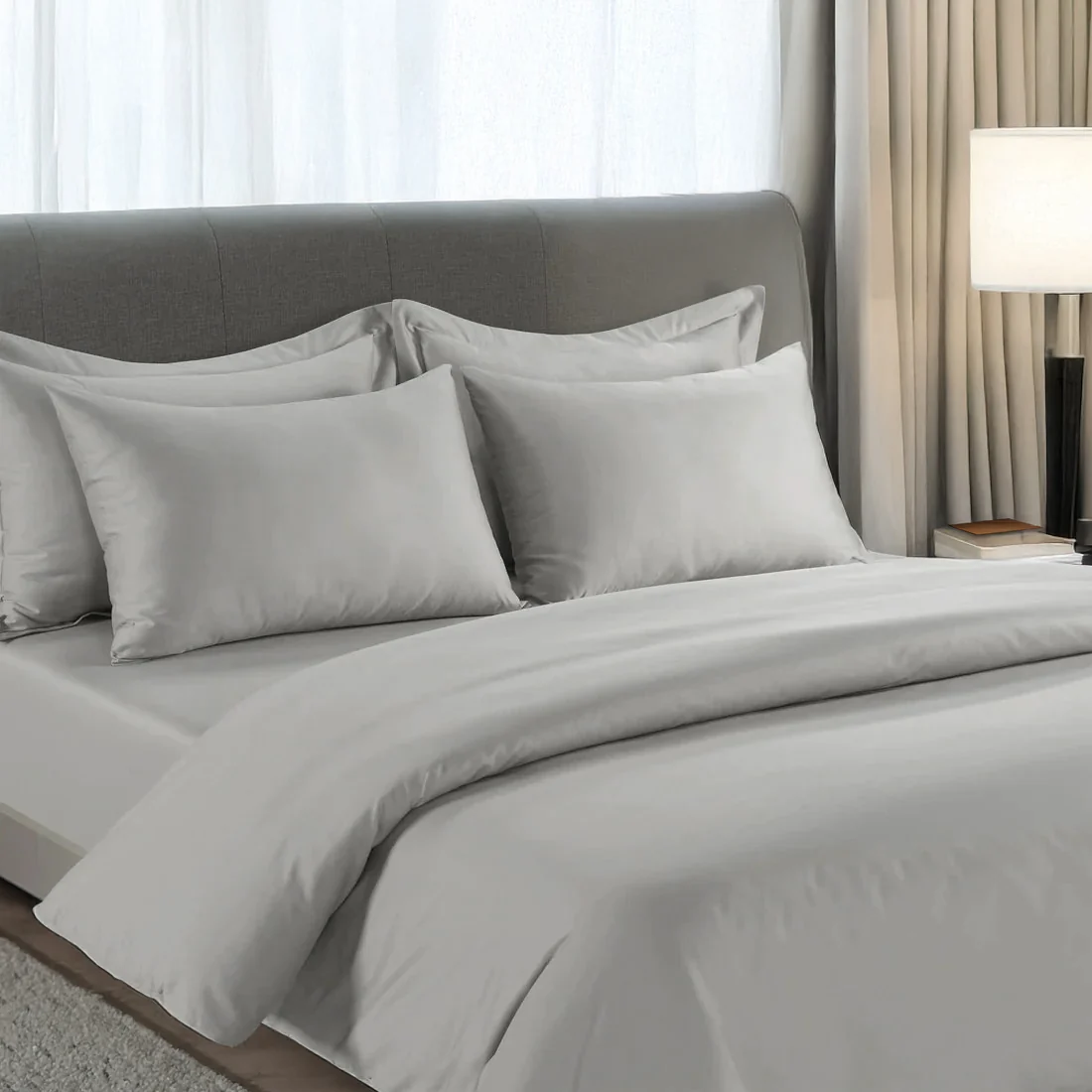 800 Thread Count Grand Splendour LUXE Bedding Set - Oyster Mushroom - Image 3