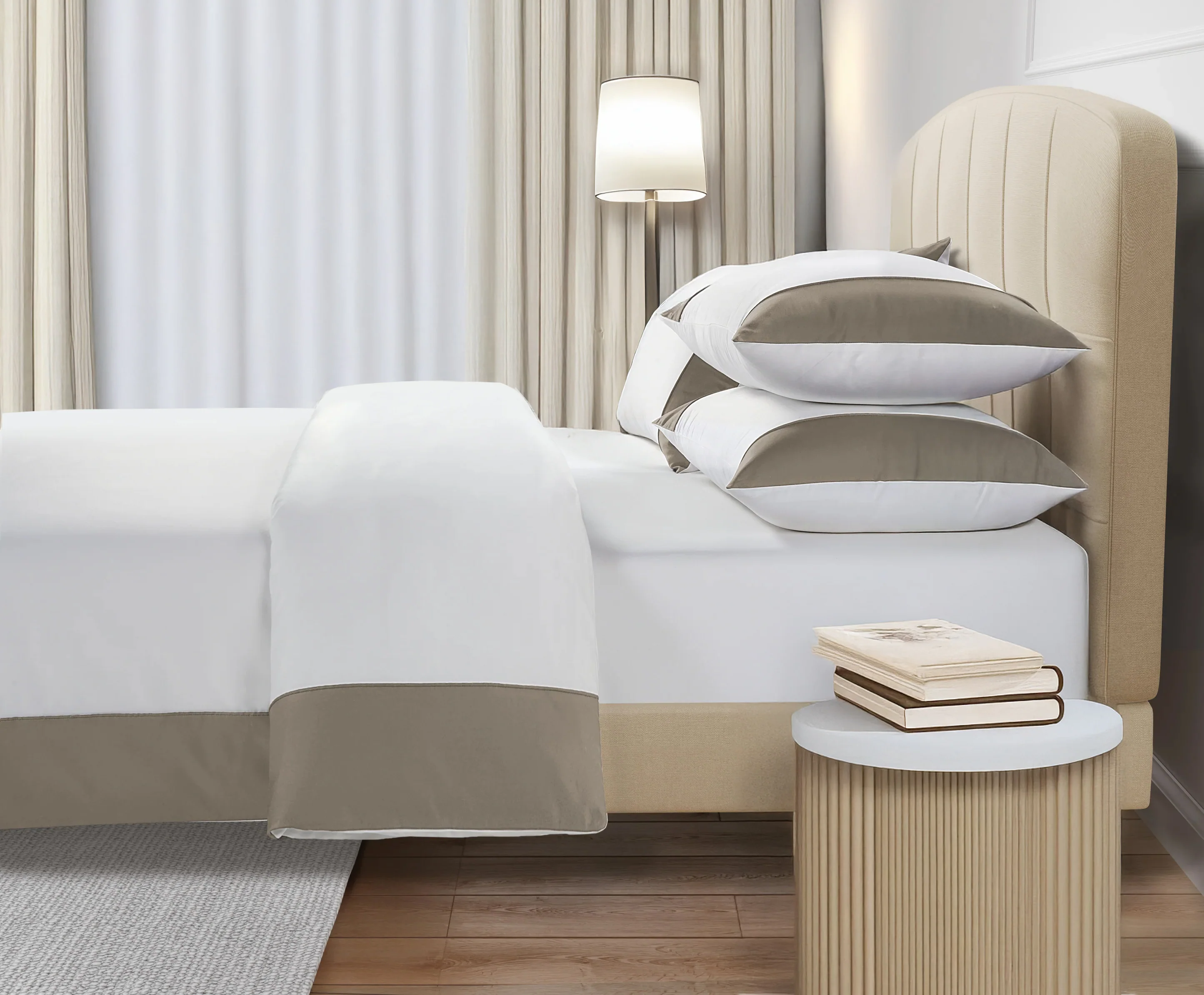 800 Thread Count Egyptian Cotton Harrogate Lux Buttery Smooth Duvet Cover - Simply Taupe Bedding Set - Image 2