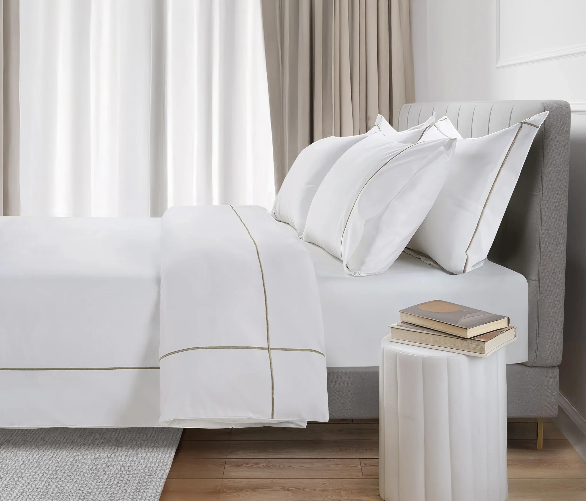 800 Thread Count Egyptian Cotton Kensington Lux Buttery Smooth Duvet Cover - Simply Taupe Bedding Set - Image 3
