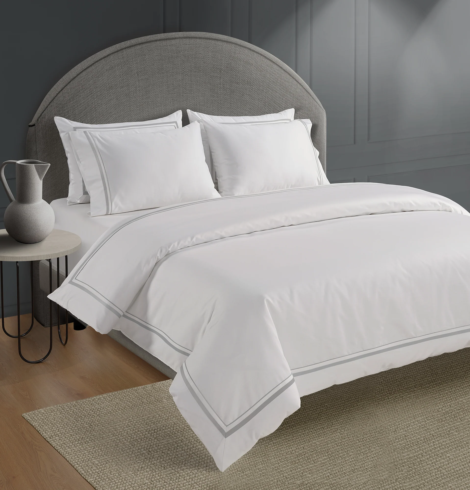 800 Thread Count Egyptian Cotton Royalton Lux Buttery Smooth Duvet Cover - Silver Dove Grey - Image 2
