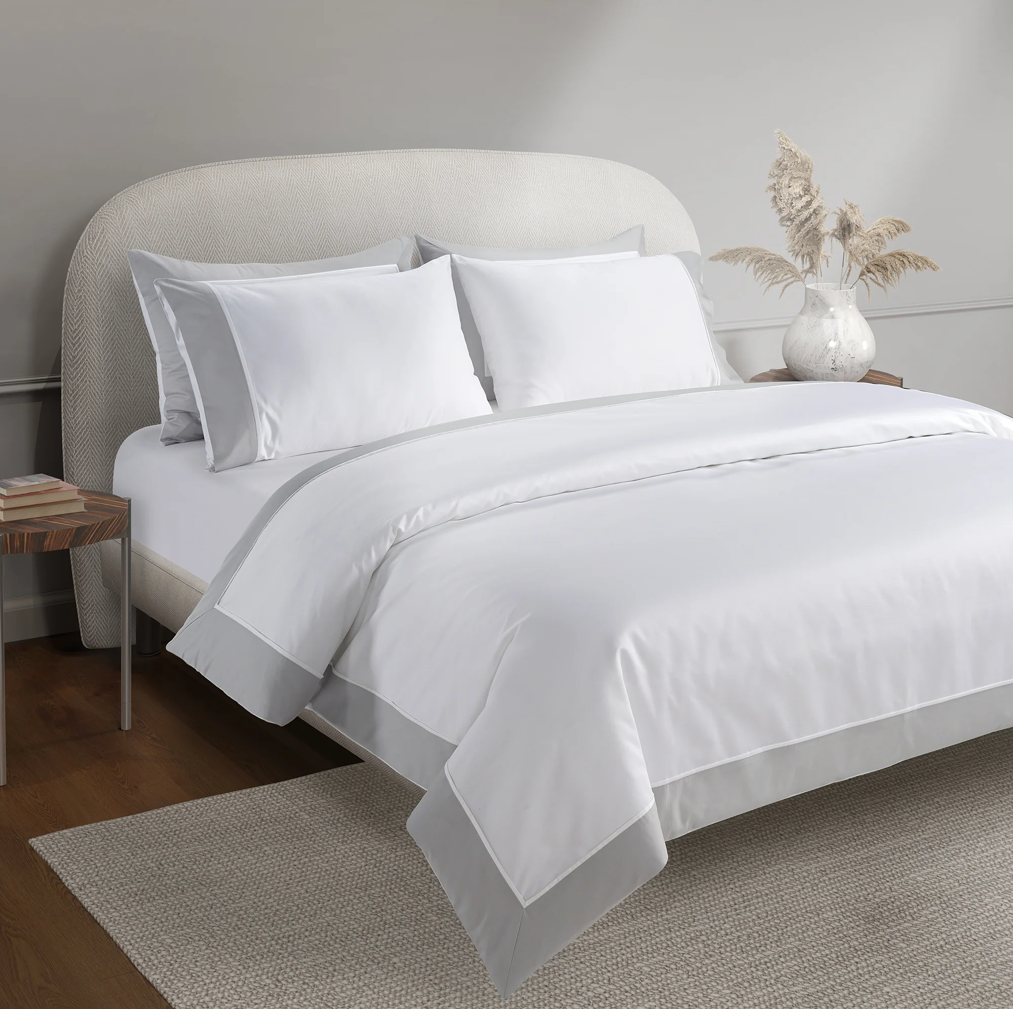 800 Thread Count Egyptian Cotton Windsor Lux Buttery Smooth Duvet Cover - Silver Dove Grey - Image 2