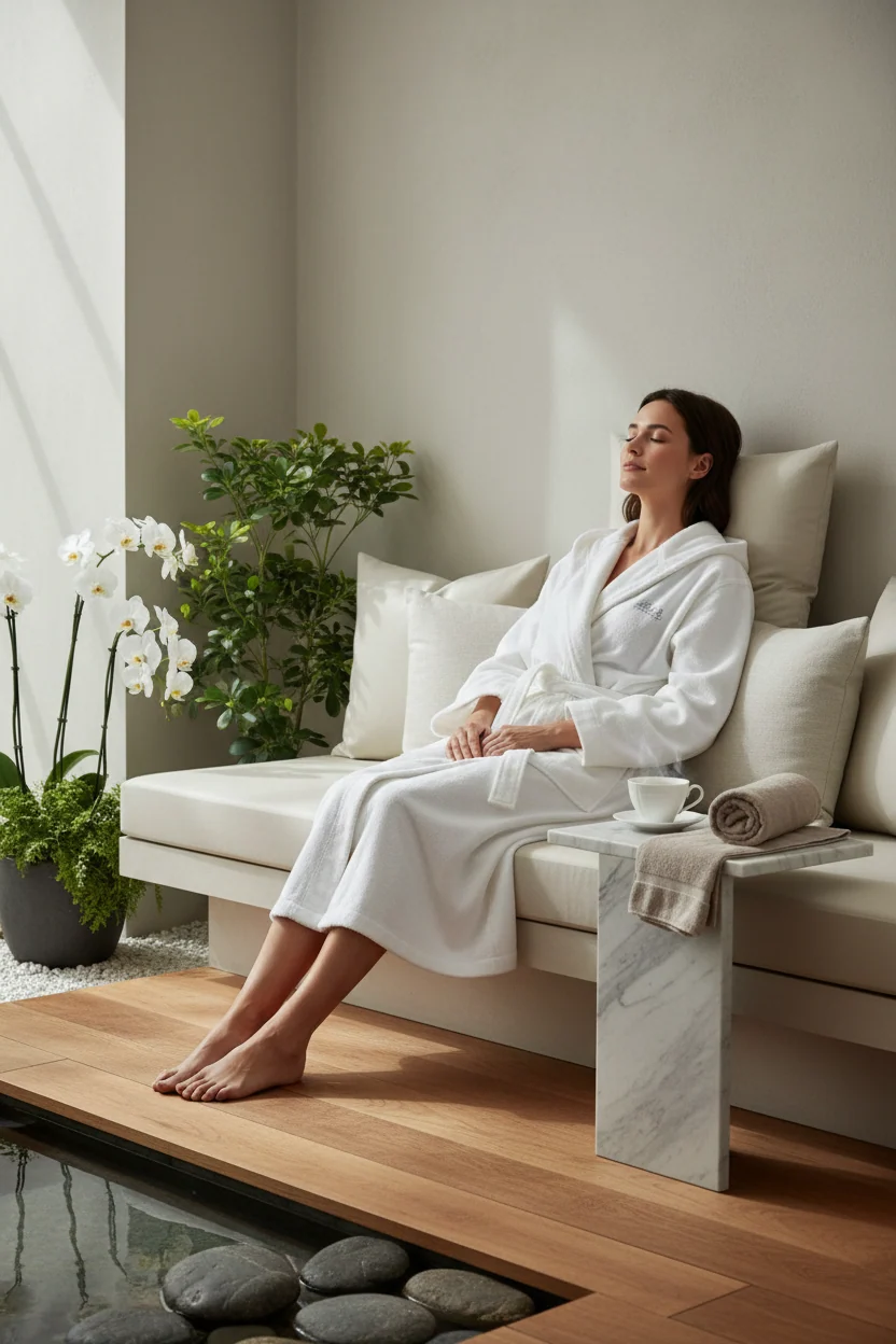 Ashford Hooded Bathrobe - White - Image 4