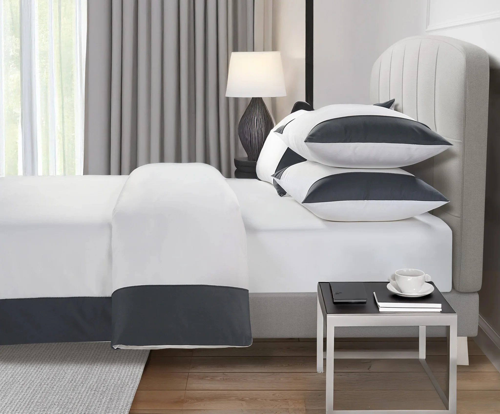 800 Thread Count Egyptian Cotton Harrogate Lux Buttery Smooth Duvet Cover - Graphite Grey
