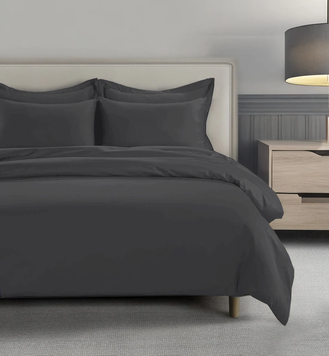 800 thread Count Egyptian Cotton Grand Splendour LUXE Duvet Cover - Sateen Graphite Grey