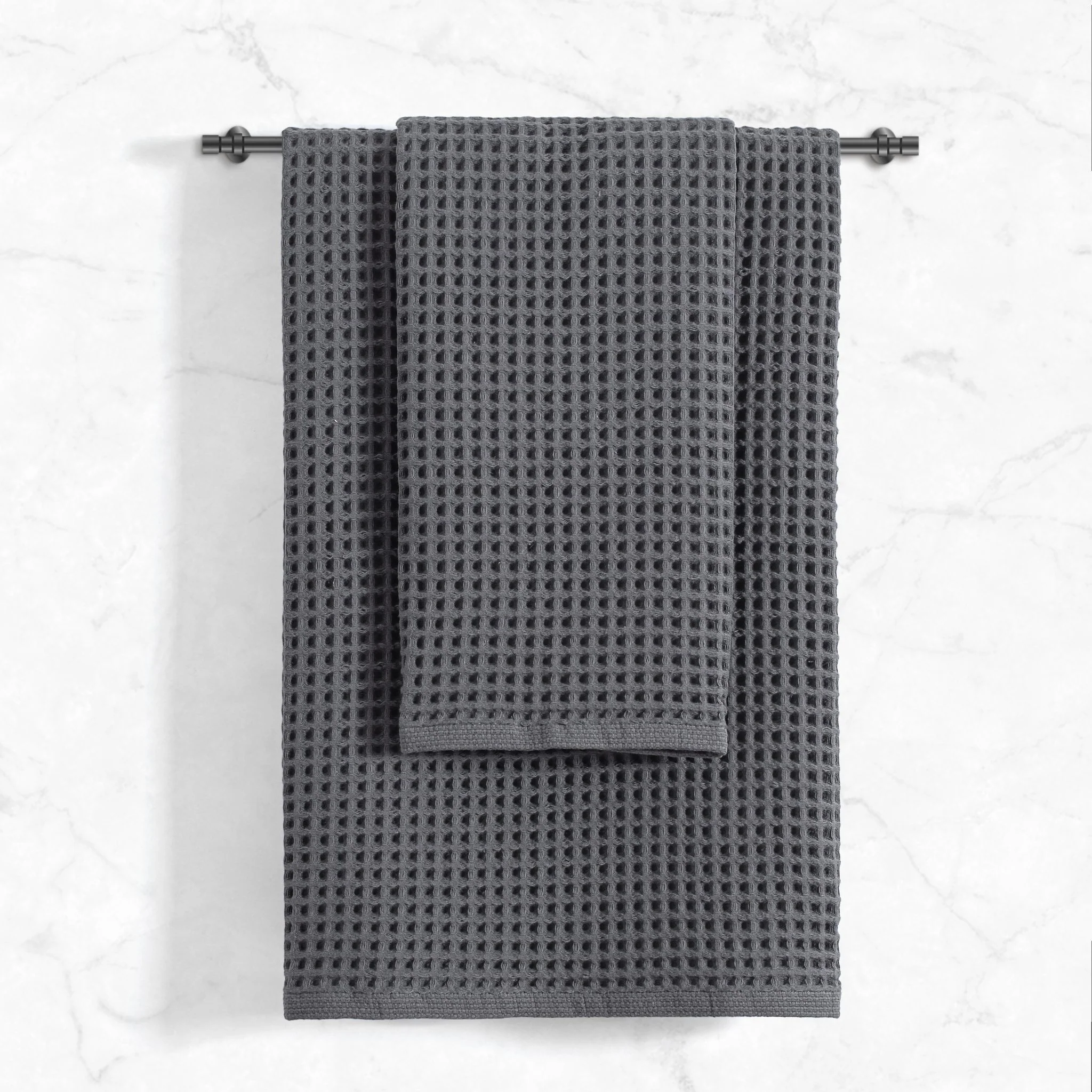 Stratton Waffle Towel Set 500 GSM - Burnt Ash - Image 2