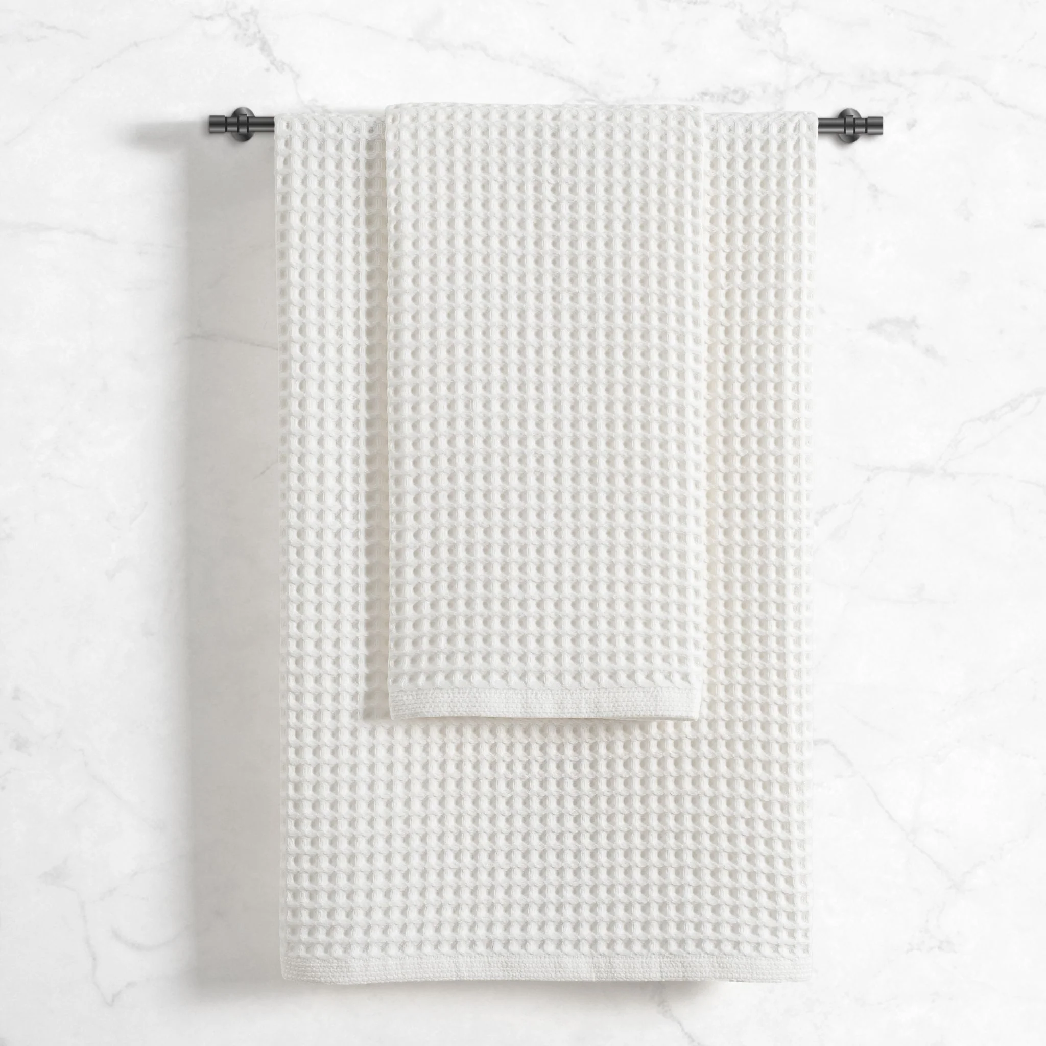 Stratton Waffle Towel Set 500 GSM - White - Image 2
